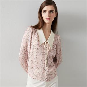 L.K. Bennett Beecham Daisy Print Scallop Collar Silk Blouse